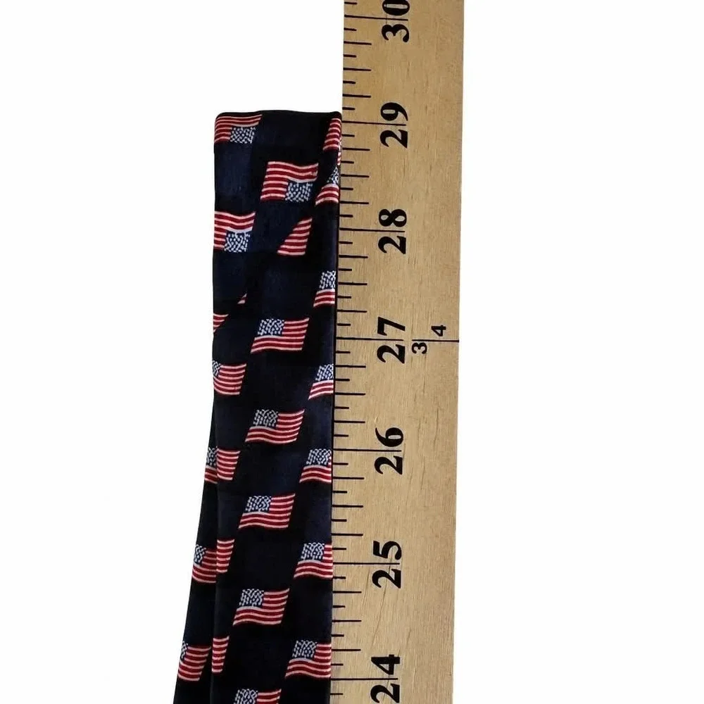Stonehenge Silk Tie Mens Navy Blue American Flag Patriotic USA Woven Necktie